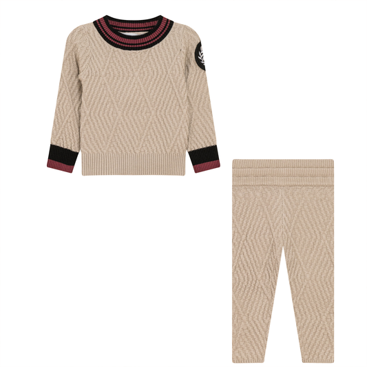 Diamond Textured Knit 2Pc Set Stone