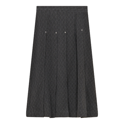 Woven Jacquard Pleated Skirt Black Mix