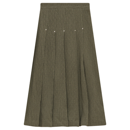 Woven Jacquard Pleated Skirt Olive