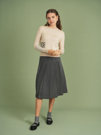 Woven Jacquard Pleated Skirt