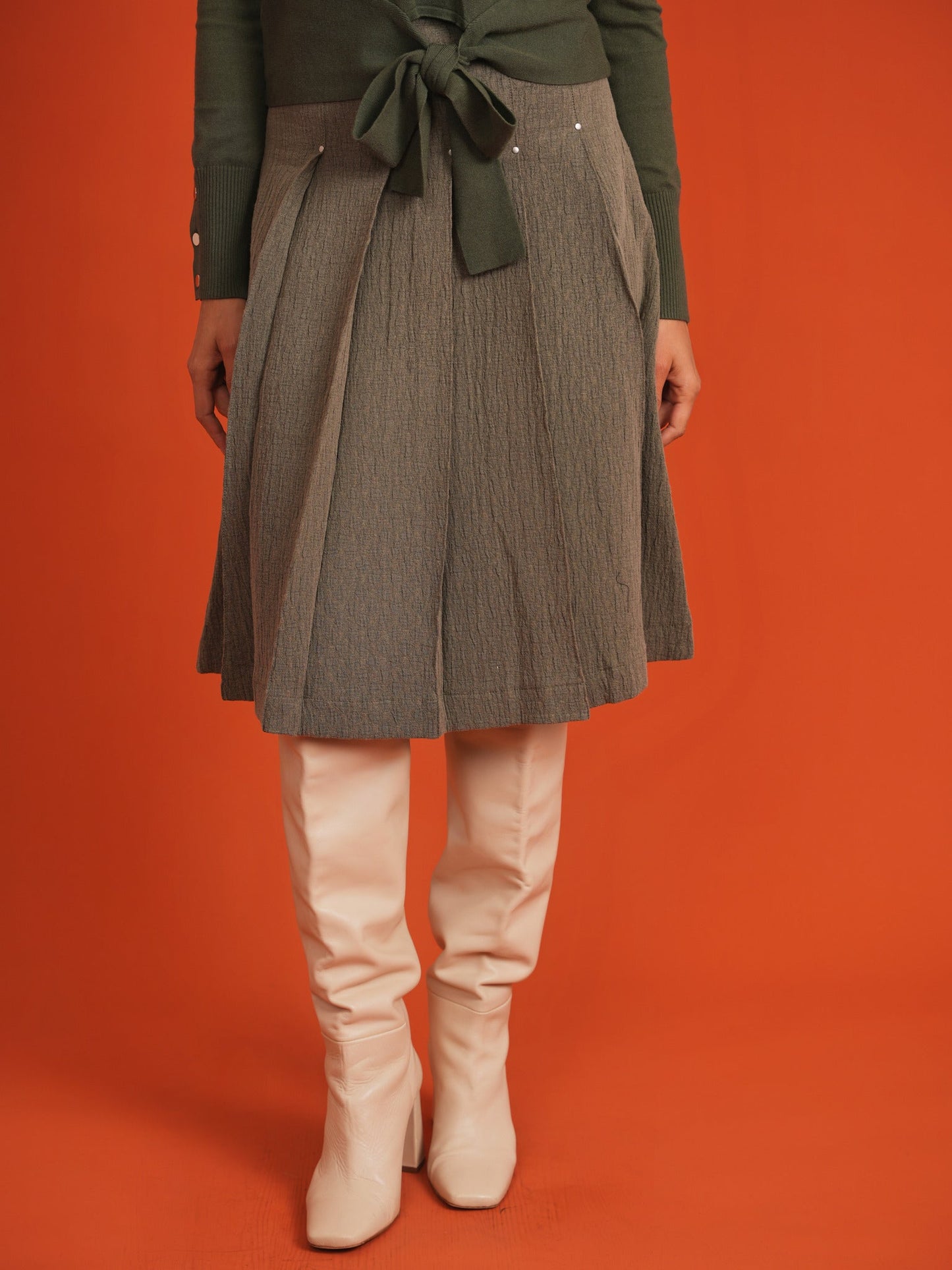 Woven Jacquard Pleated Skirt