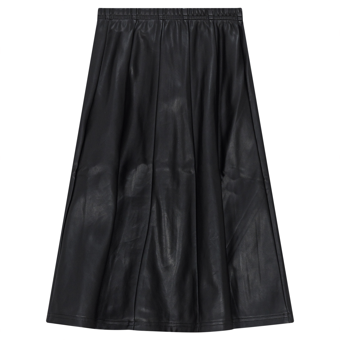 Leather Paneled Skirt Black