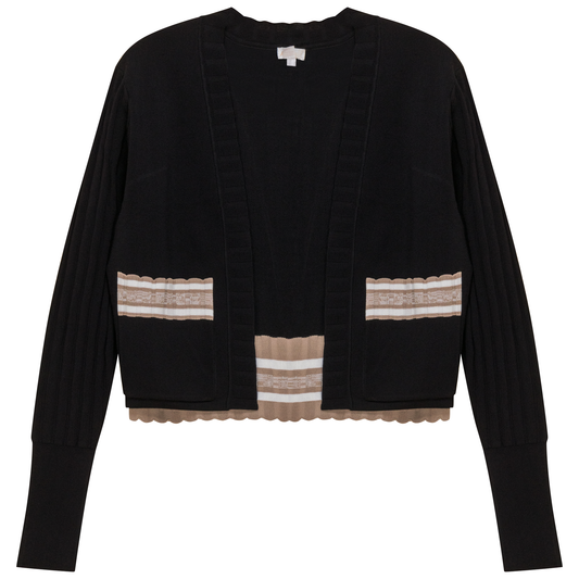 Striped Trim Crop Cardigan