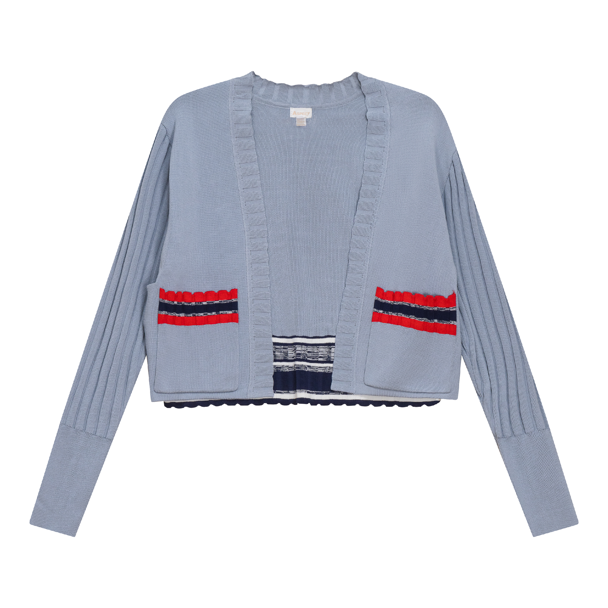 Striped Trim Crop Cardigan