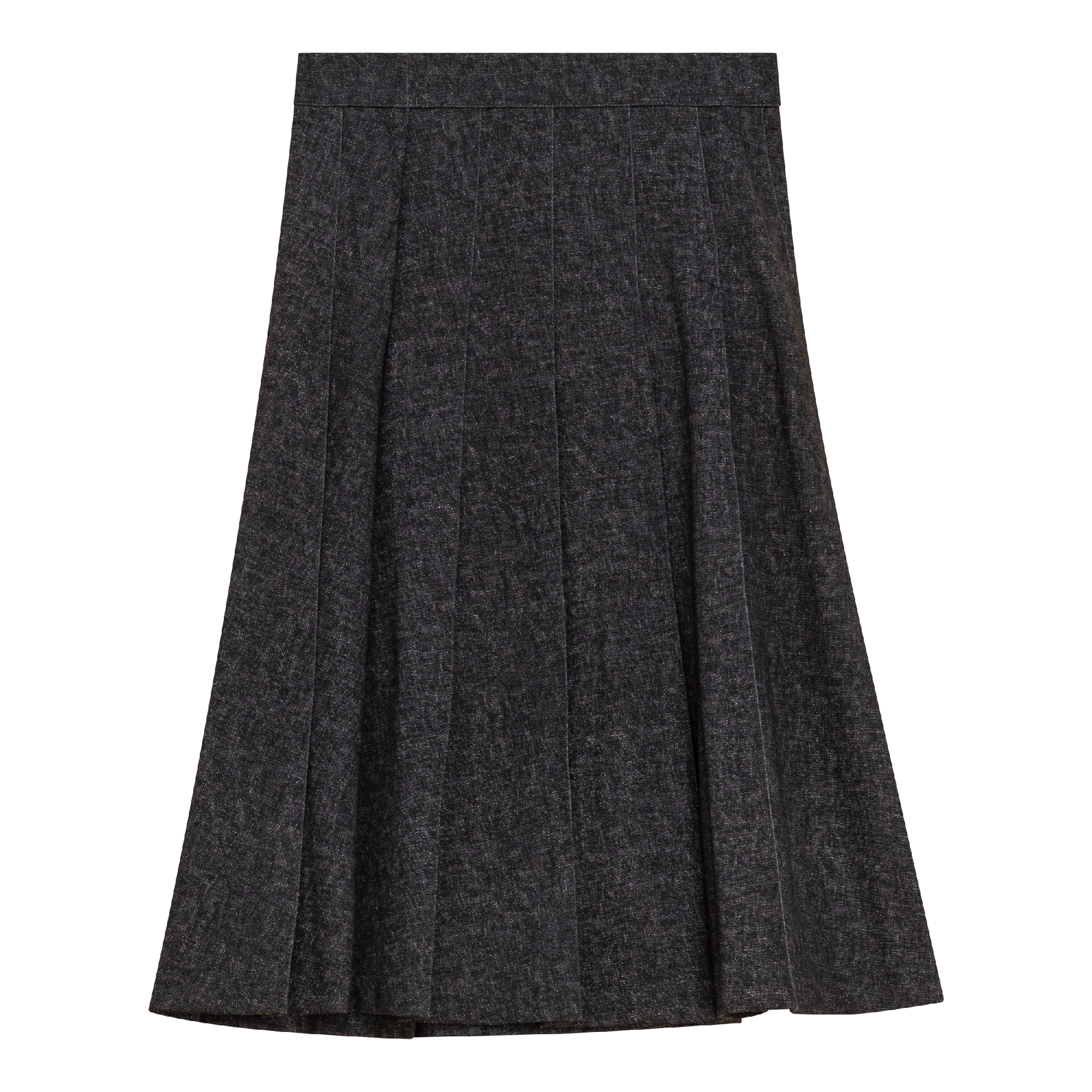 Mix Knit Knife Pleated Skirt Black