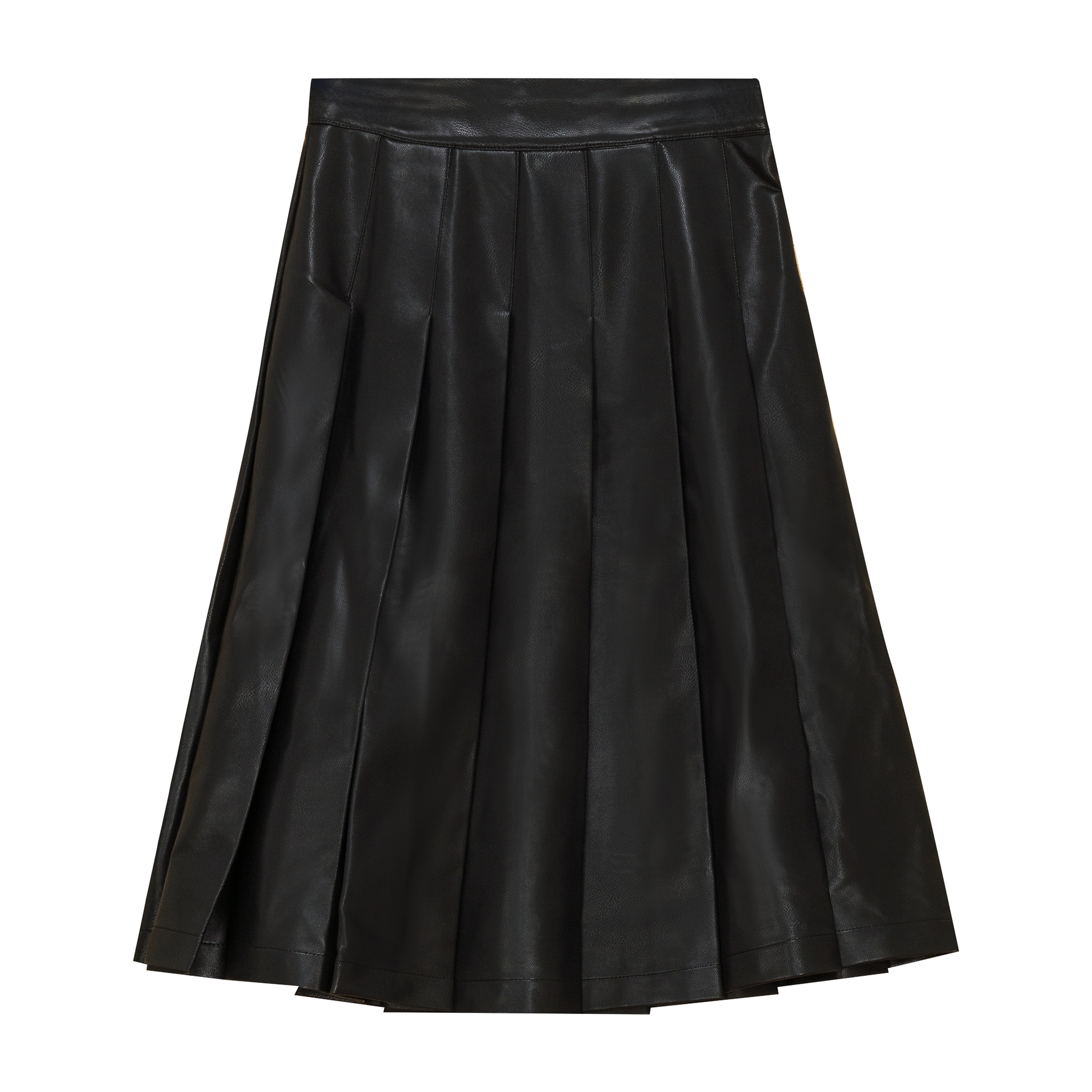 Leather Knife Pleats Skirt Black