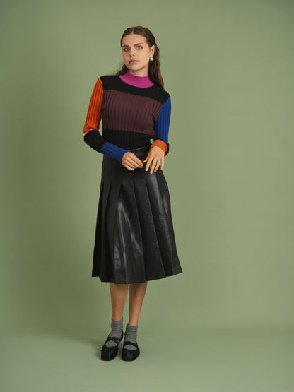 Leather Knife Pleats Skirt