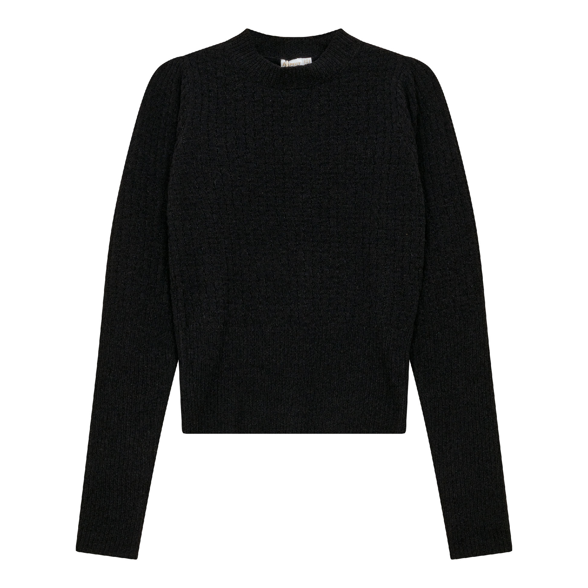 Textured Knit Crop Top Black