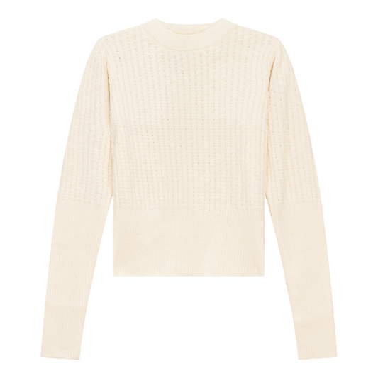 Textured Knit Crop Top Cream