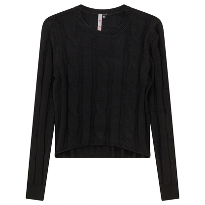 Cable Knit Crop Top Black