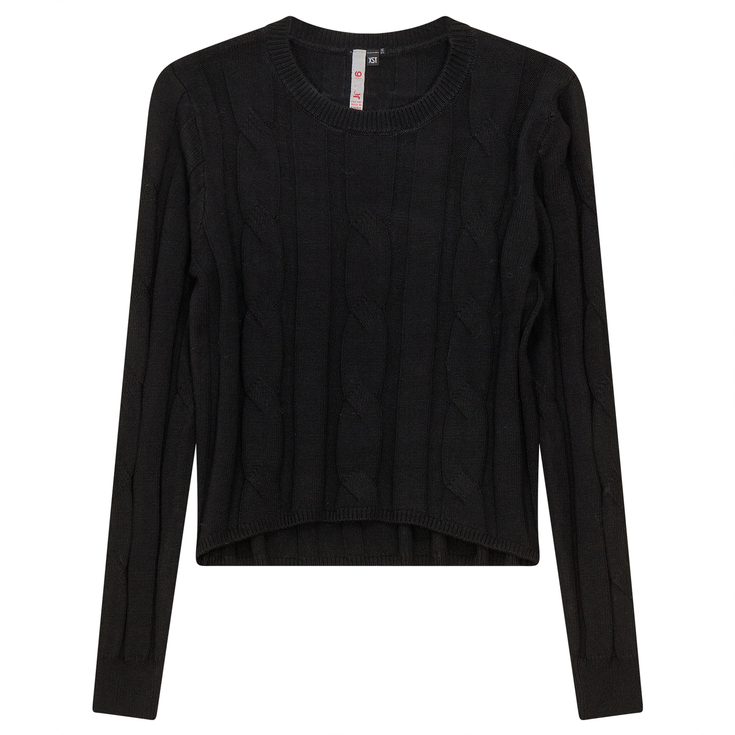 Cable Knit Crop Top Black