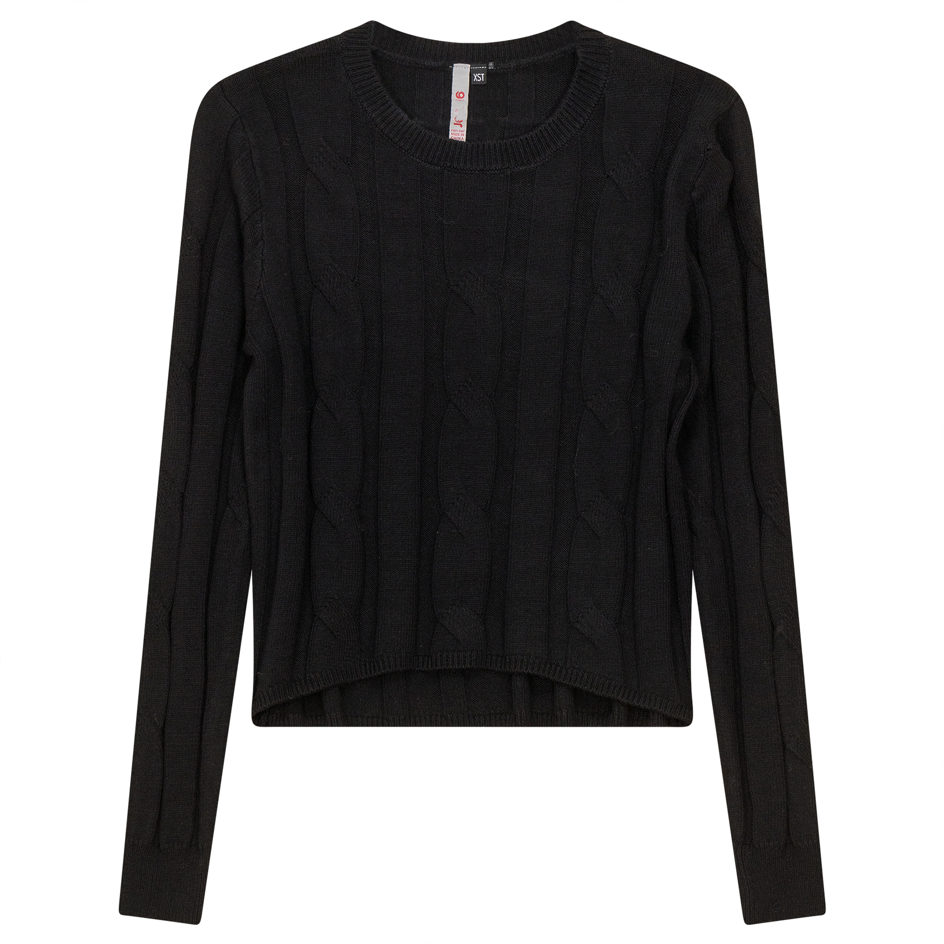 Cable Knit Crop Top Black