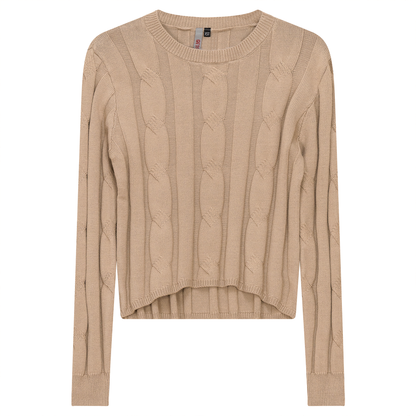 Cable Knit Crop Top Dark Sand