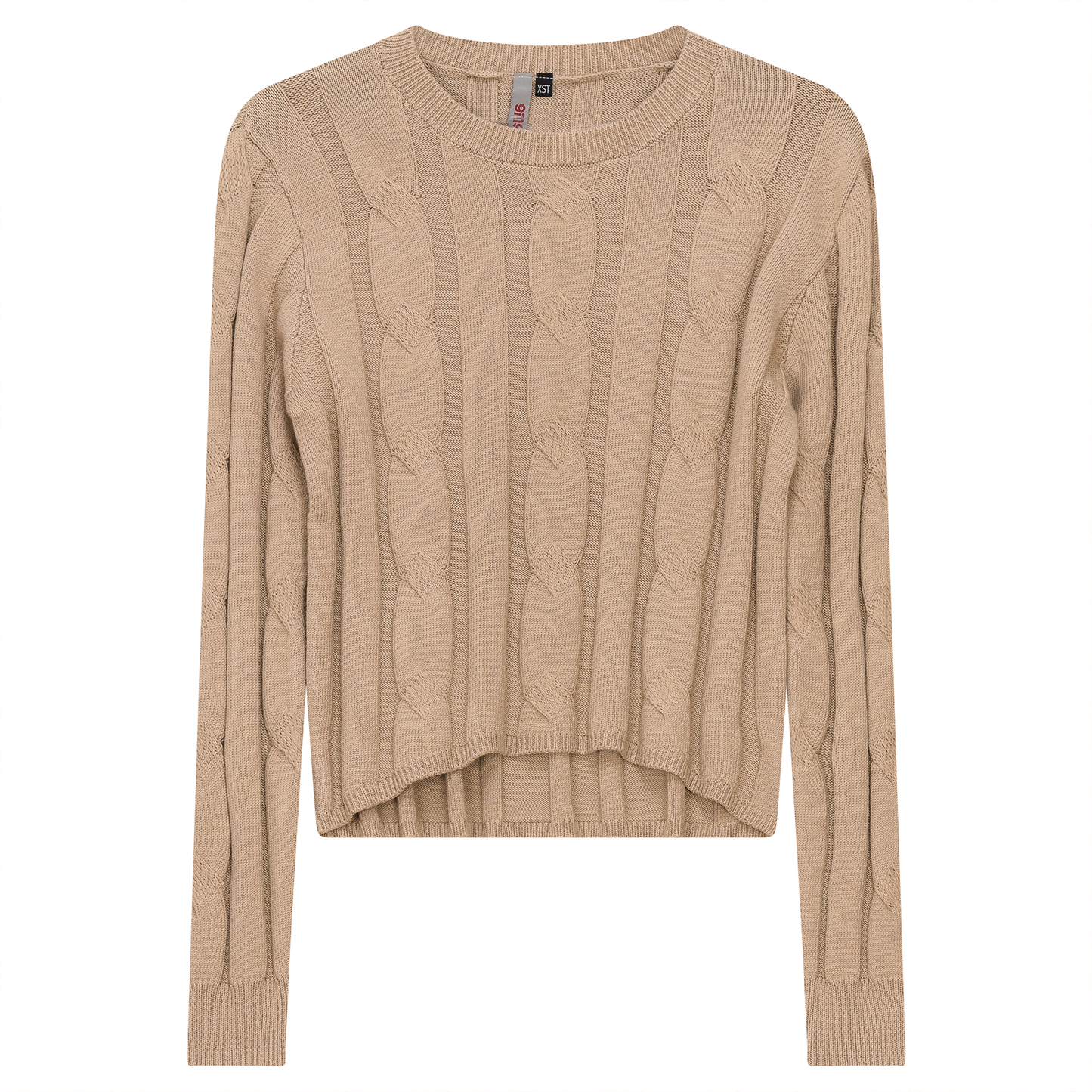 Cable Knit Crop Top Dark Sand