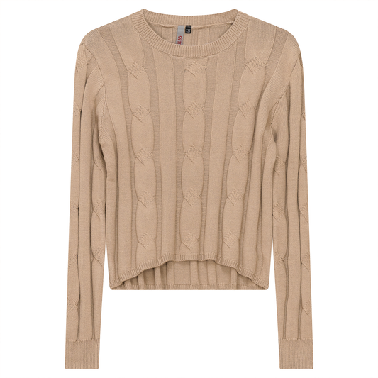 Cable Knit Crop Top Dark Sand