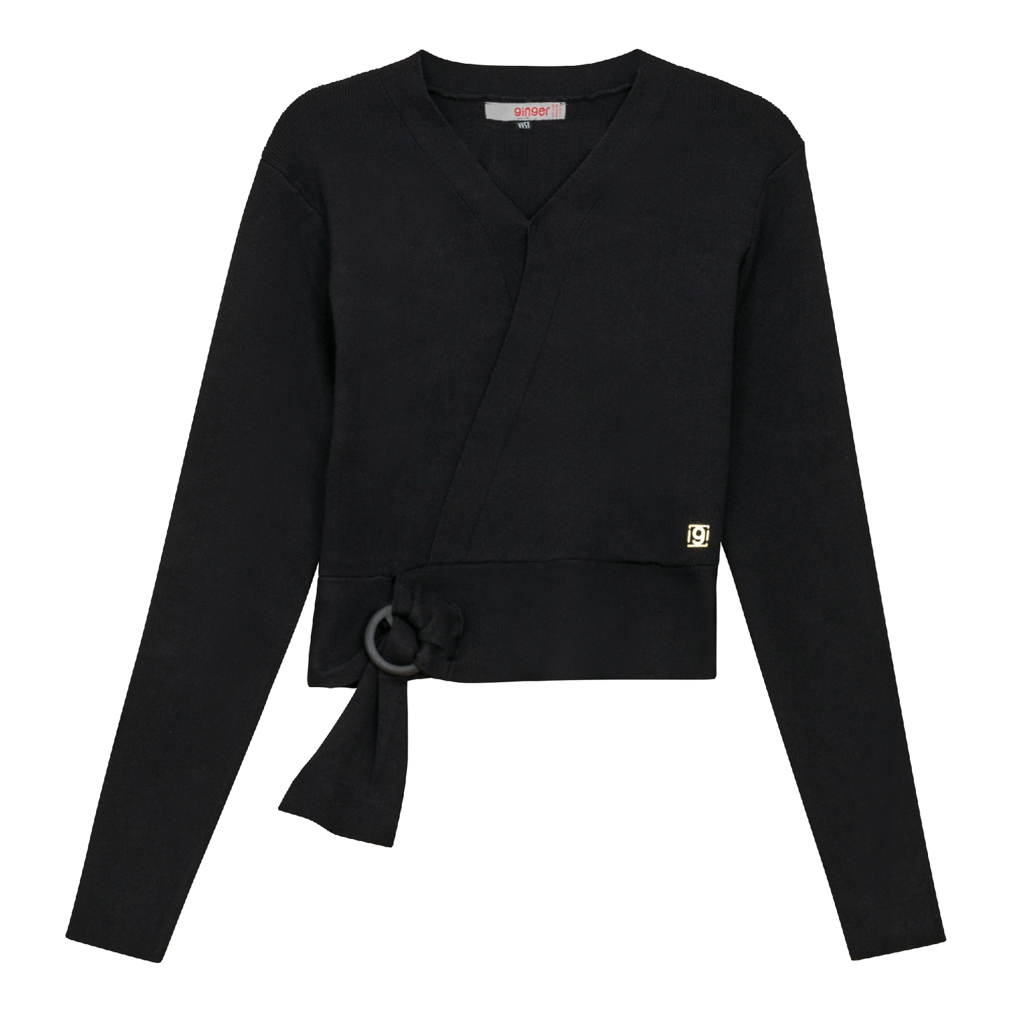 Knitted Wrap Top Black