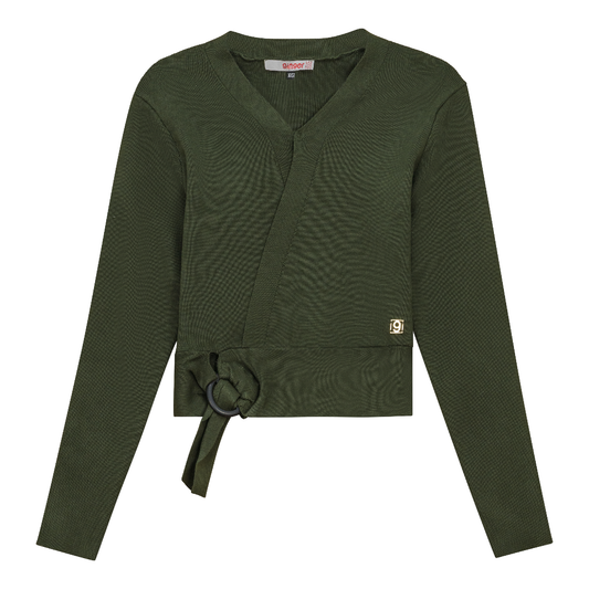 Knitted Wrap Top Olive