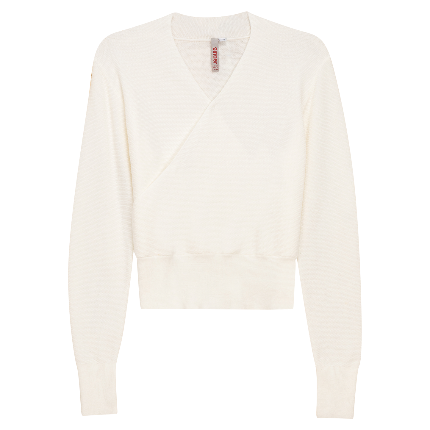 Textured Knit Wrap Top Cream