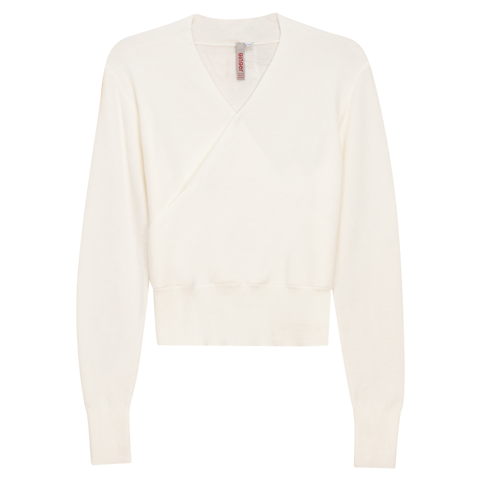 Textured Knit Wrap Top Cream