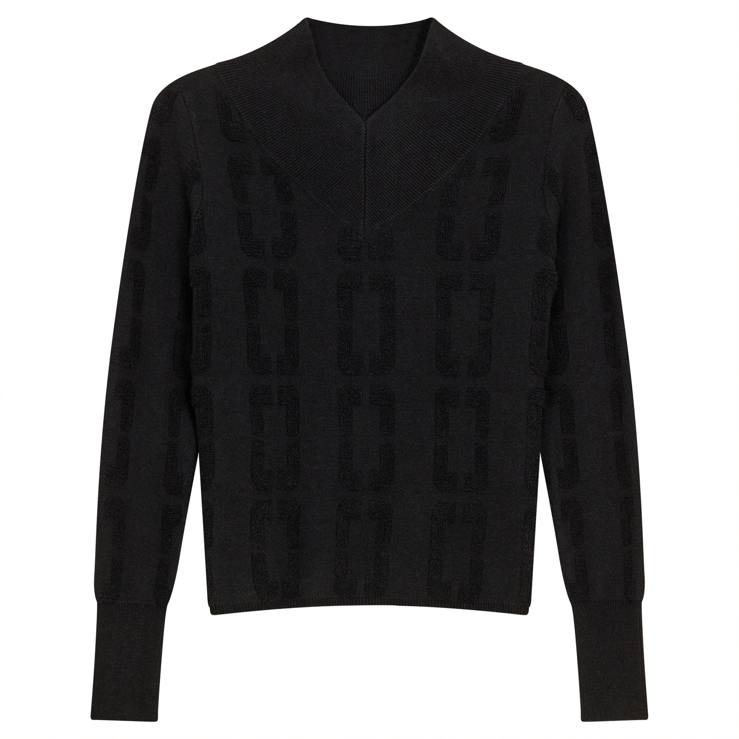 Chain Jacquard Knit Top Black