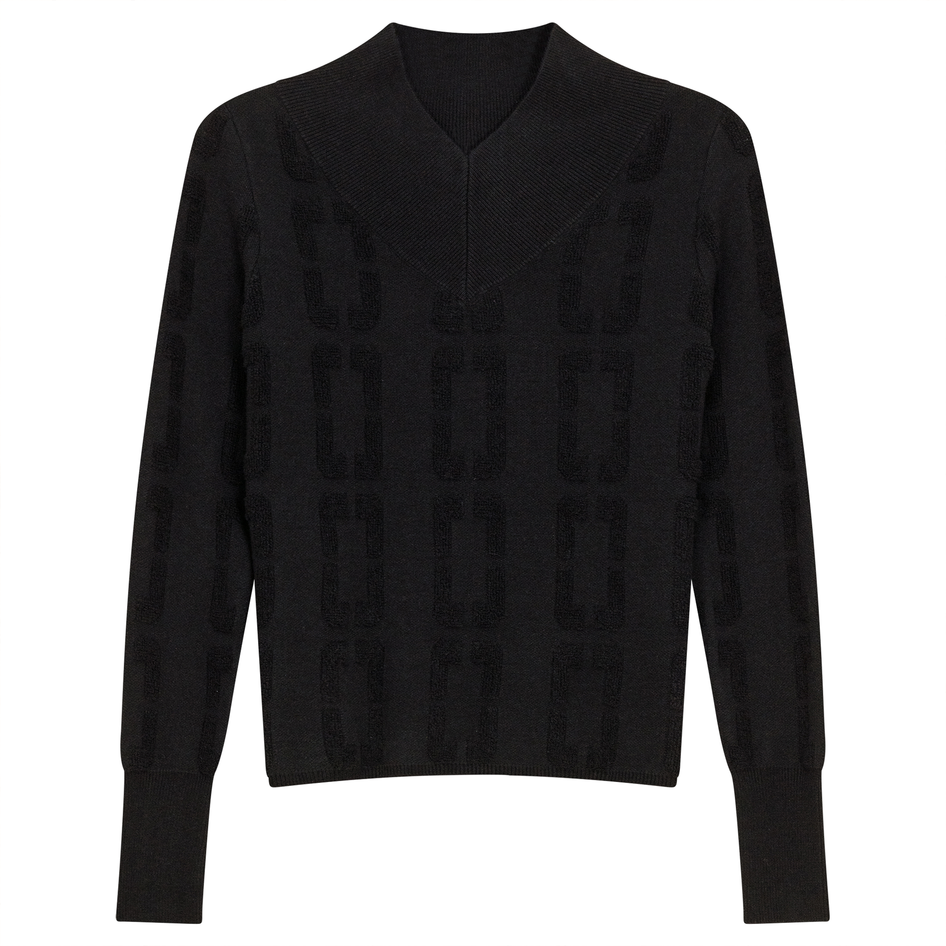 Chain Jacquard Knit Top Black