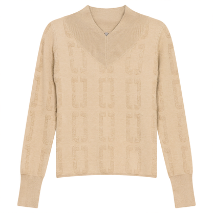 Chain Jacquard Knit Top Wheat