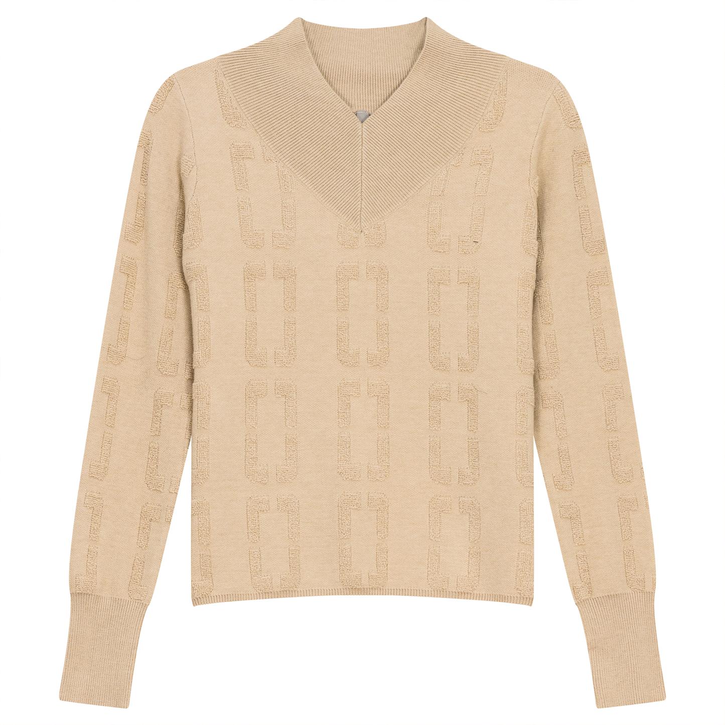Chain Jacquard Knit Top Wheat