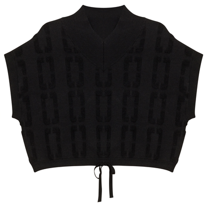 Chain Jacquard Knit Crop Vest Black