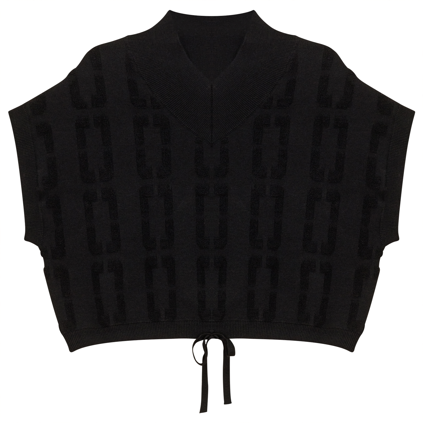Chain Jacquard Knit Crop Vest Black