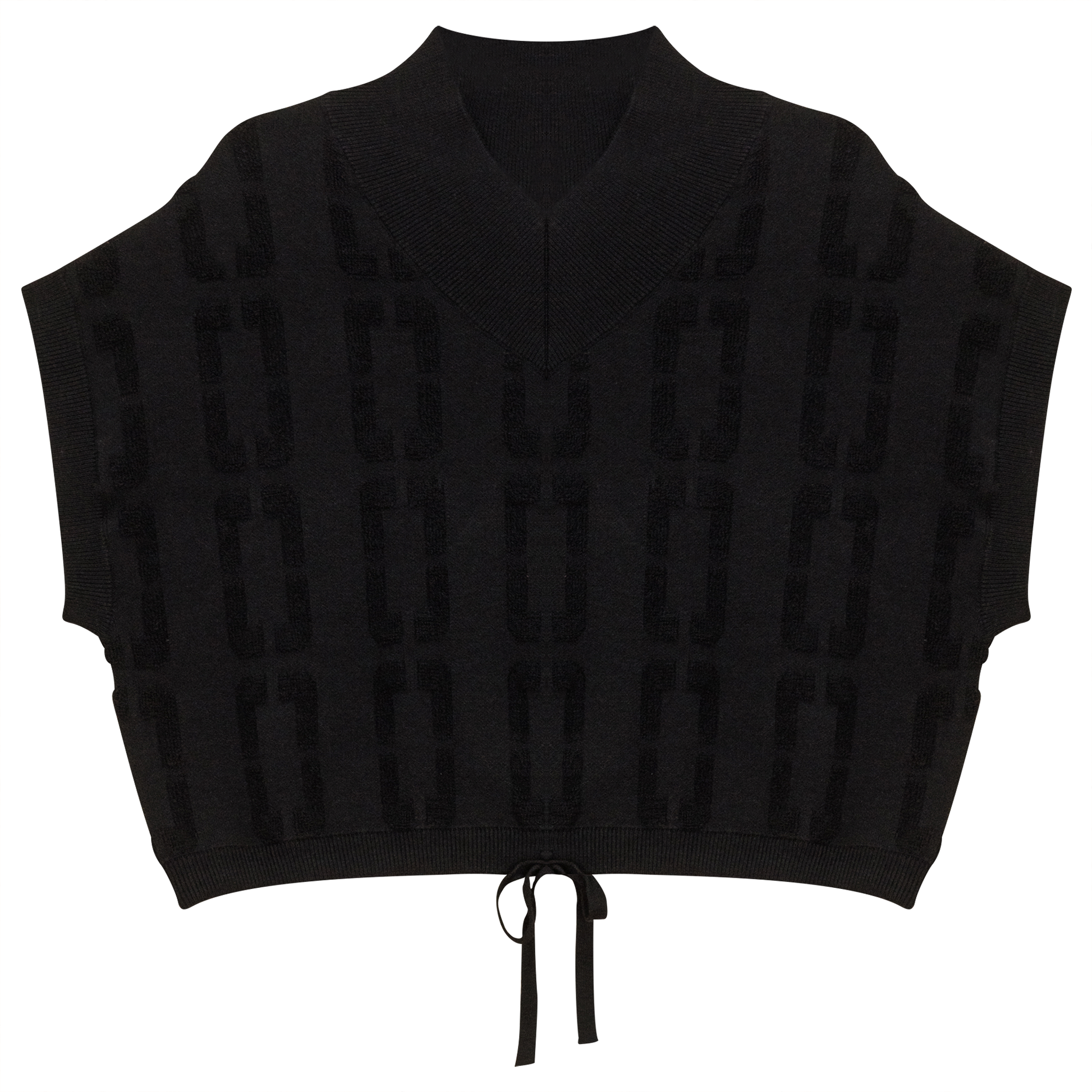 Chain Jacquard Knit Crop Vest Black
