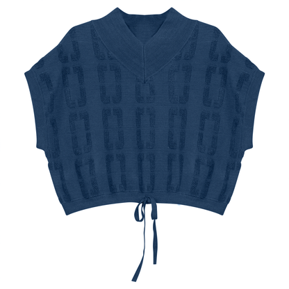 Chain Jacquard Knit Crop Vest Insignia Blue