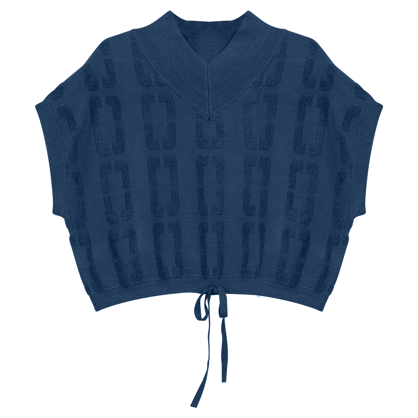 Chain Jacquard Knit Crop Vest Insignia Blue
