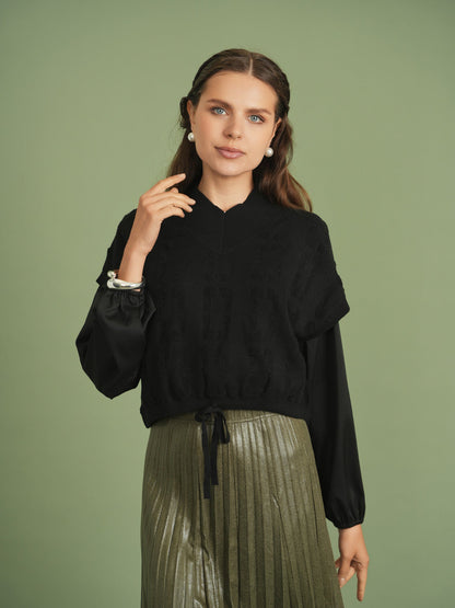 Chain Jacquard Knit Crop Vest