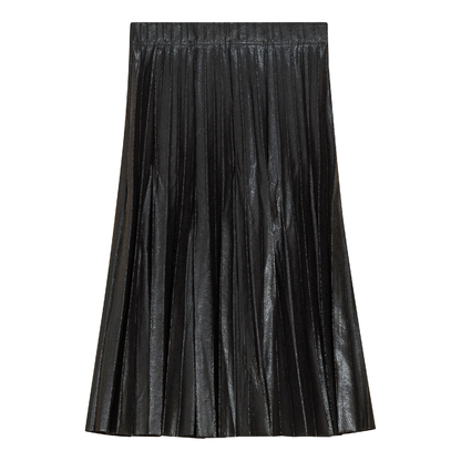 Leather Crinkle Pleated Skirt