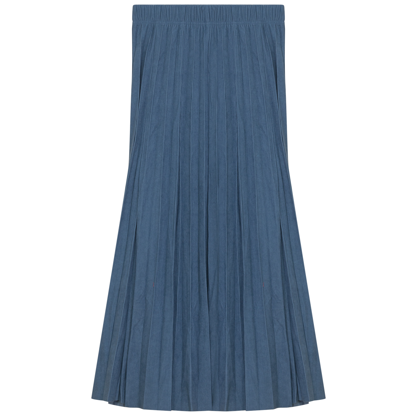 Corduroy Crinkle Pleated Midi Skirt Light Denim