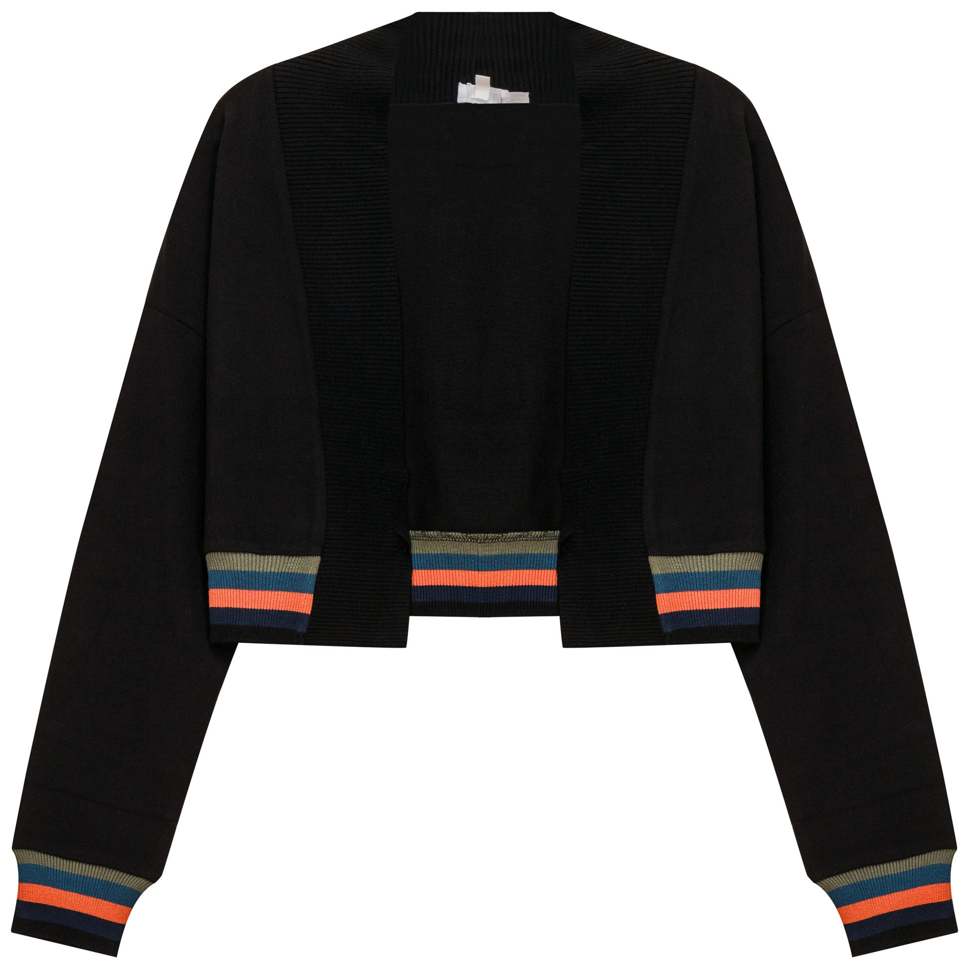 Striped Trim Crop Cardigan