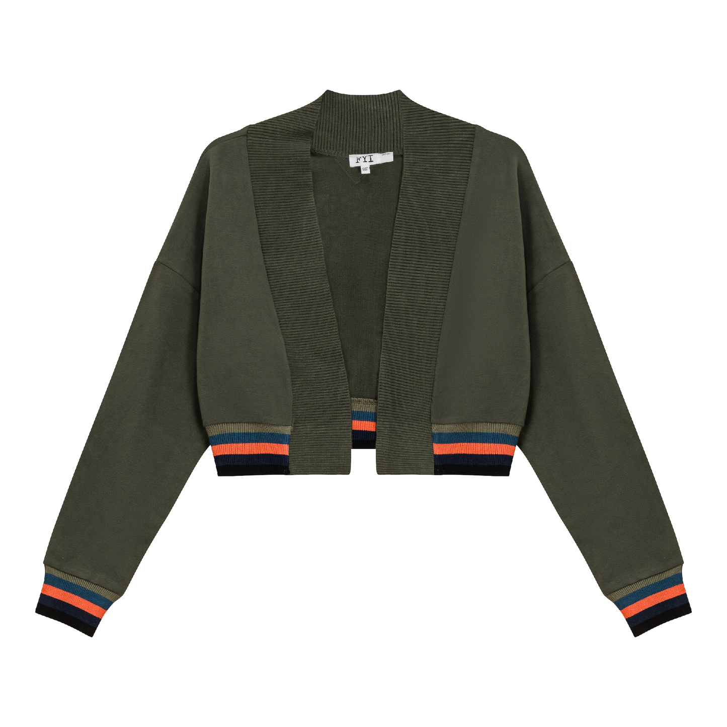 Striped Trim Crop Cardigan