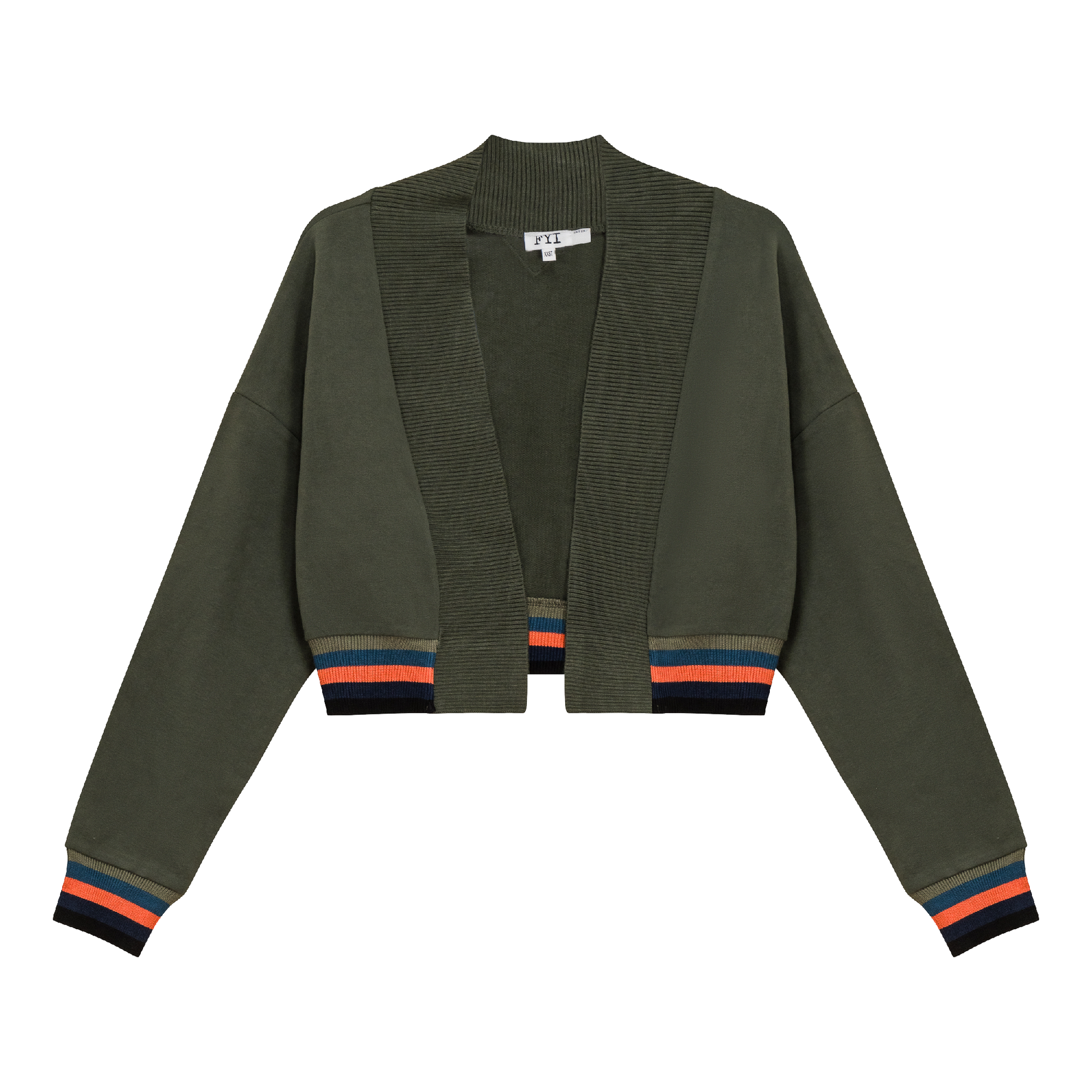 Striped Trim Crop Cardigan