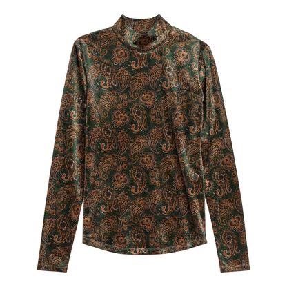Paisley Stretch Knit Top Green