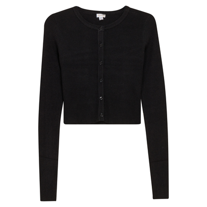 Rib Knit Cardigan Black