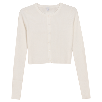 Rib Knit Cardigan Off White