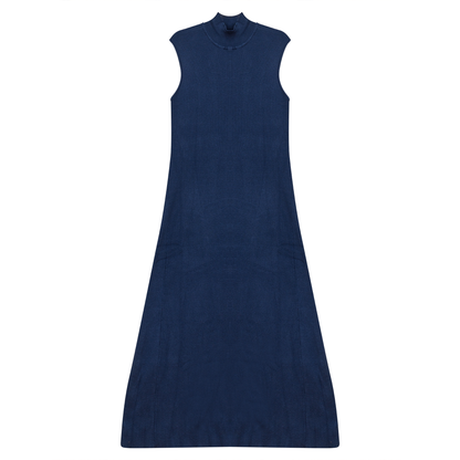 Mock Neck Ribbed Jumper Indigo