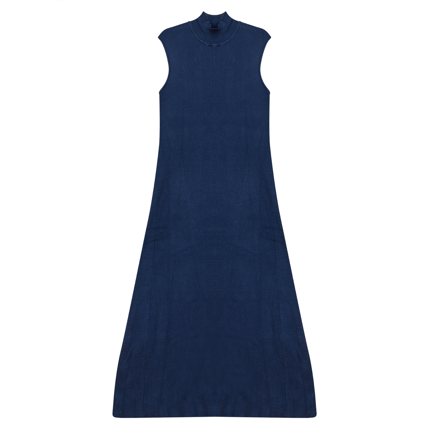 Mock Neck Ribbed Jumper Indigo