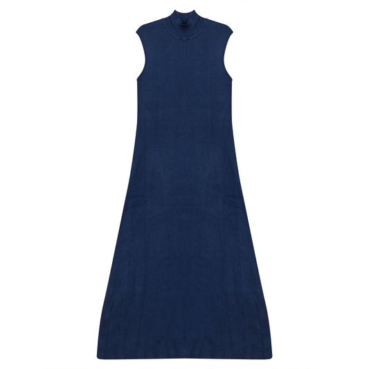 Mock Neck Ribbed Jumper Indigo