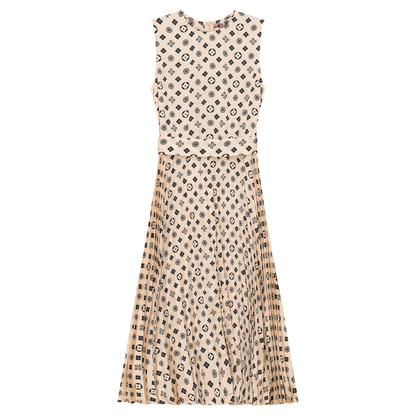 Slinky Printed Midi Jumper Off White