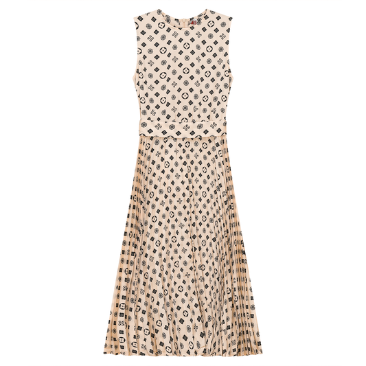 Slinky Printed Midi Jumper Off White