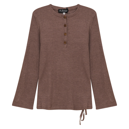 Maternity Henley Waffle Top Mocha