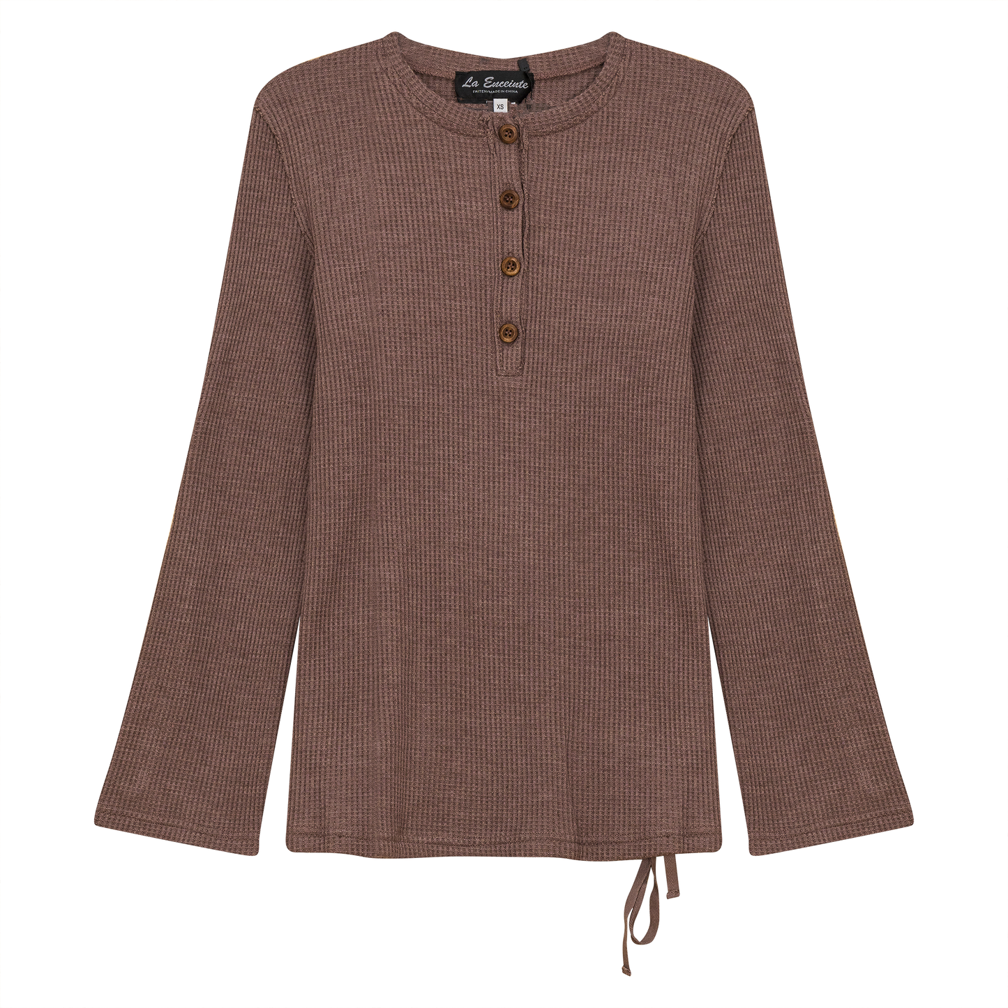 Maternity Henley Waffle Top Mocha