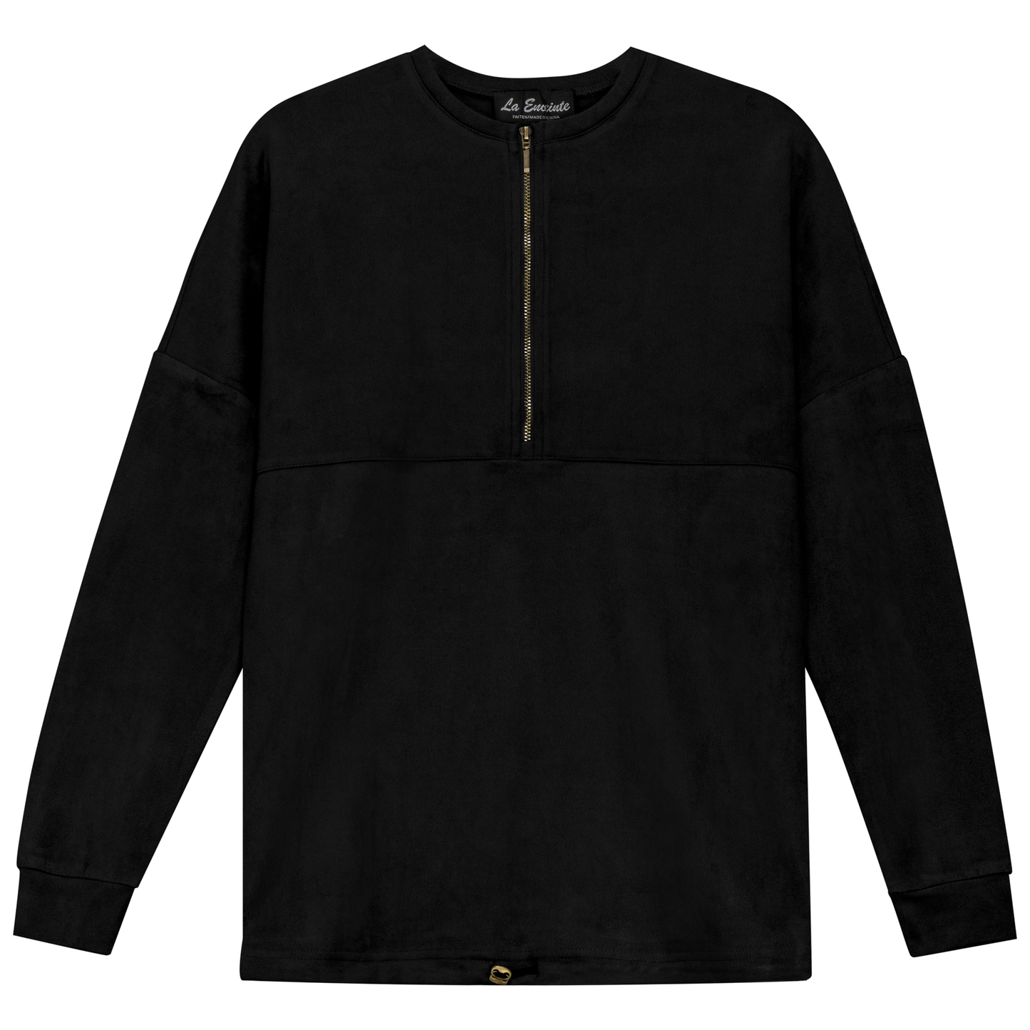 Maternity Henley Bungee Suede Top Black