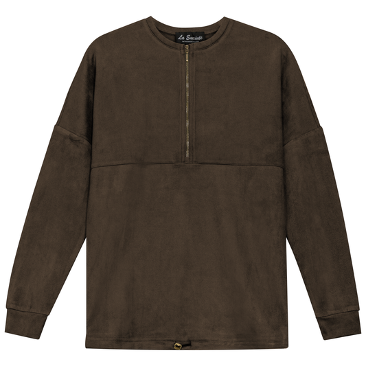 Maternity Henley Bungee Suede Top Mocha